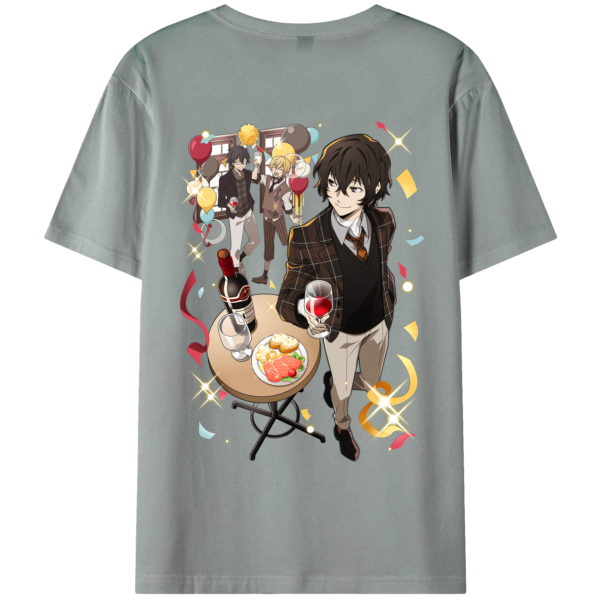 （画像用） 文豪ストレイドッグス Bungo Stray Dogs 綿100％ メンズ半袖Tシャツ（バックプリント） 通気性